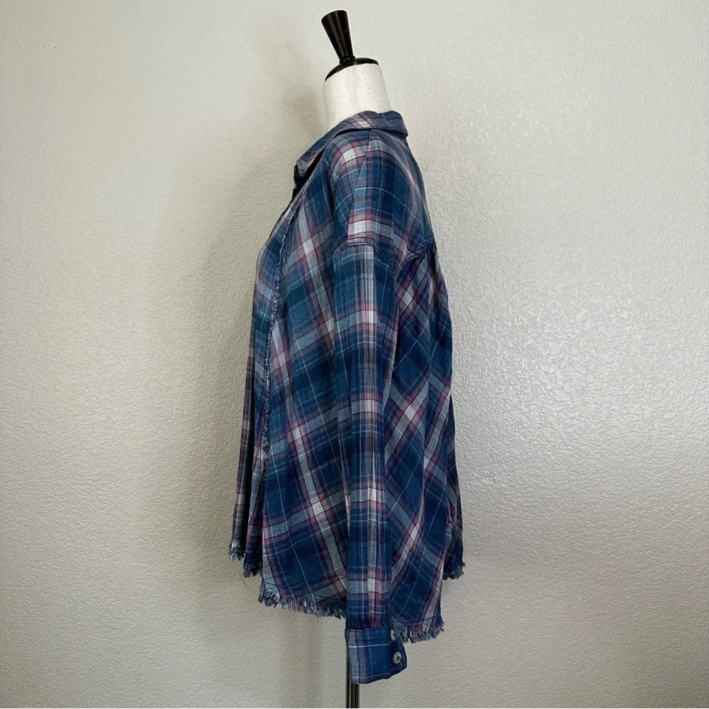 Free People We the Free Seeking Starlight Oversized Plaid Button Down, Size XS